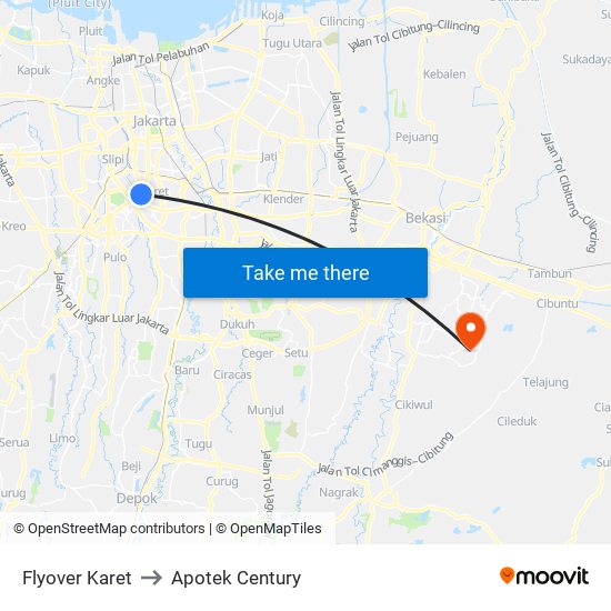 Flyover Karet to Apotek Century map