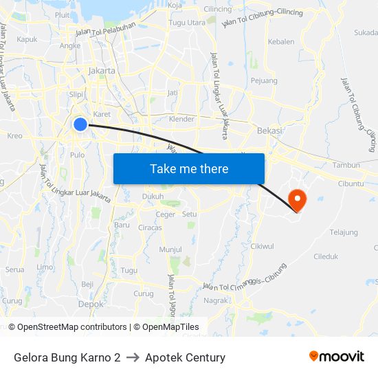 Gelora Bung Karno 2 to Apotek Century map