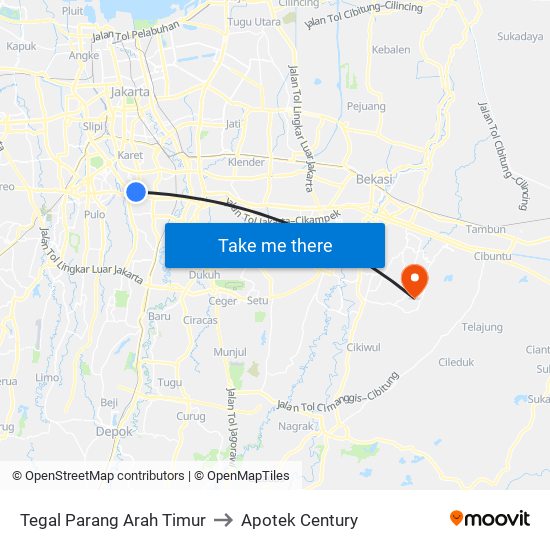 Tegal Parang Arah Timur to Apotek Century map