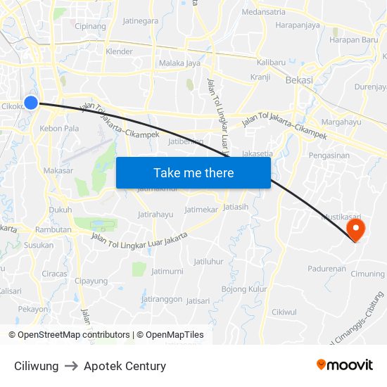 Ciliwung to Apotek Century map