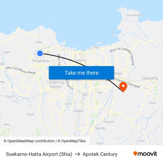 Soekarno-Hatta Airport (Shia) to Apotek Century map