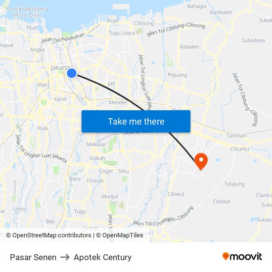 Pasar Senen to Apotek Century map