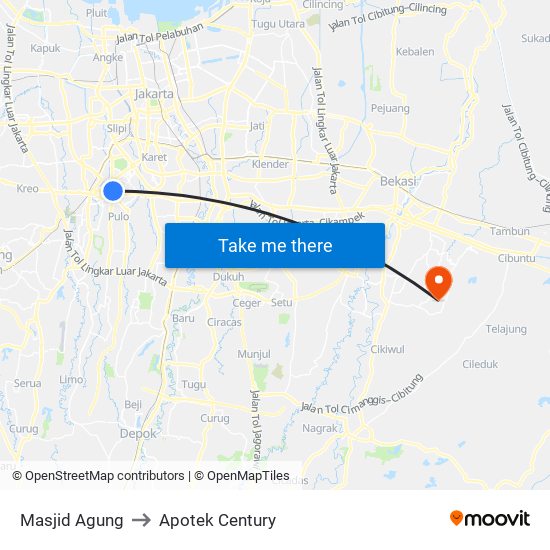 Masjid Agung to Apotek Century map