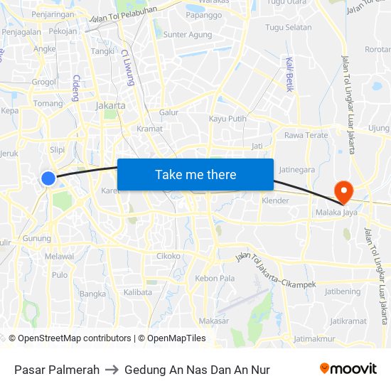 Pasar Palmerah to Gedung An Nas Dan An Nur map
