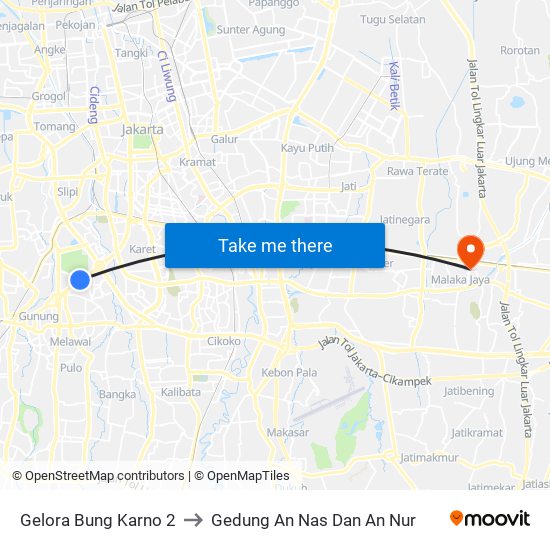 Gelora Bung Karno 2 to Gedung An Nas Dan An Nur map