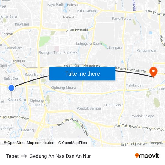 Tebet to Gedung An Nas Dan An Nur map