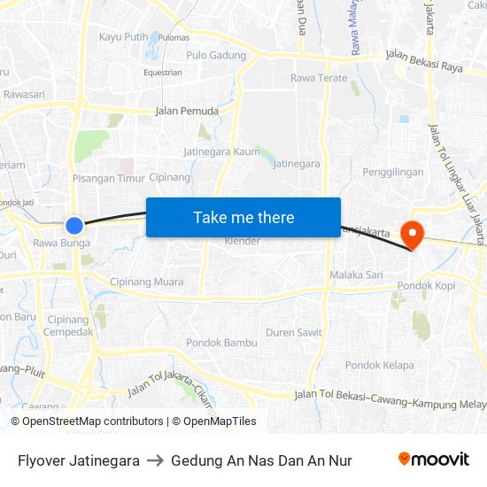 Flyover Jatinegara to Gedung An Nas Dan An Nur map