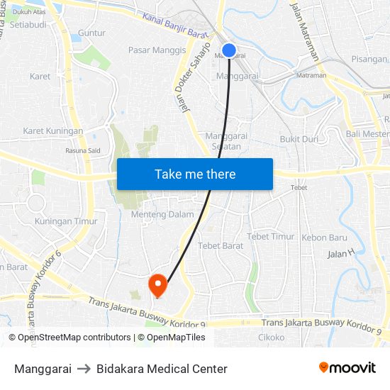 Manggarai to Bidakara Medical Center map
