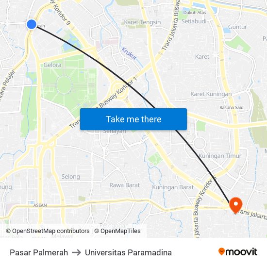 Pasar Palmerah to Universitas Paramadina map