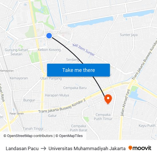 Landasan Pacu to Universitas Muhammadiyah Jakarta map