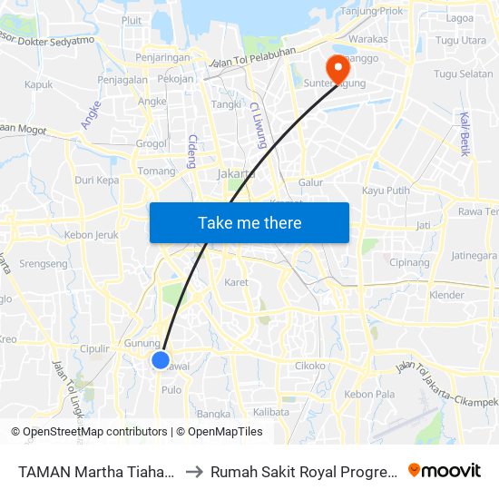 TAMAN Martha Tiahahu to Rumah Sakit Royal Progress map