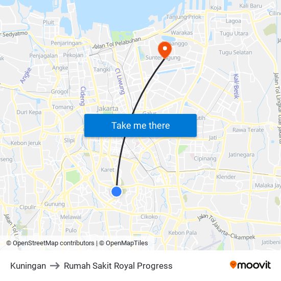 Kuningan to Rumah Sakit Royal Progress map