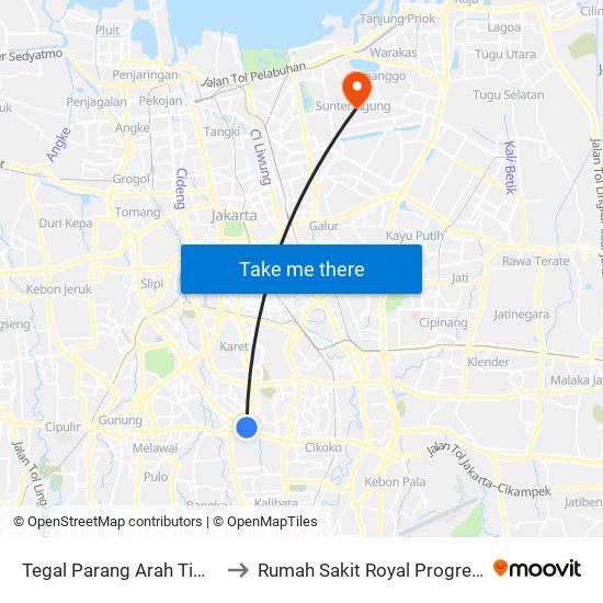 Tegal Parang Arah Timur to Rumah Sakit Royal Progress map