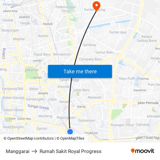 Manggarai to Rumah Sakit Royal Progress map