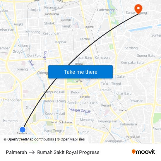 Palmerah to Rumah Sakit Royal Progress map