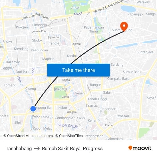 Tanahabang to Rumah Sakit Royal Progress map