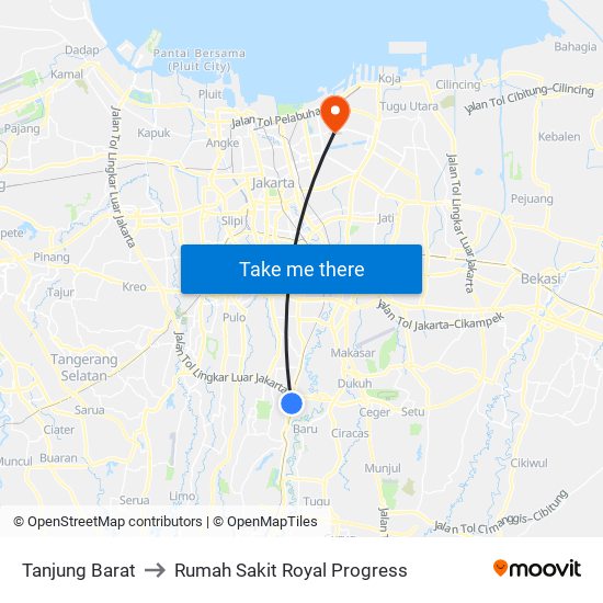 Tanjung Barat to Rumah Sakit Royal Progress map