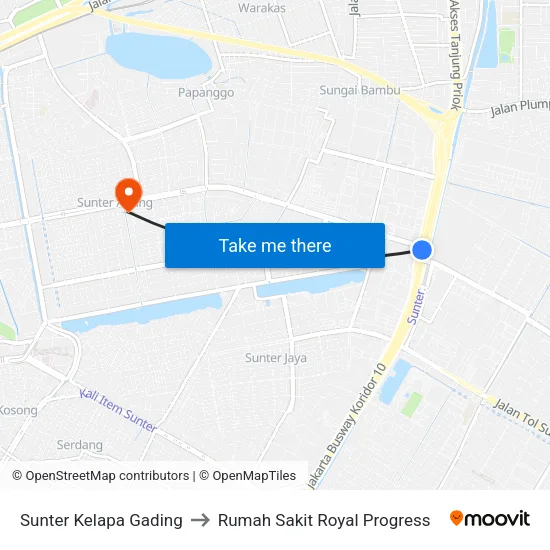 Sunter Kelapa Gading to Rumah Sakit Royal Progress map