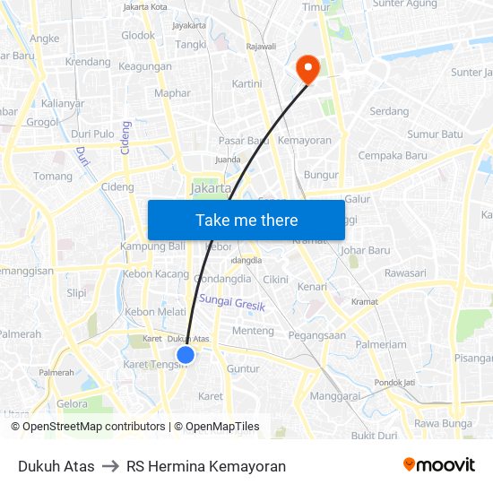 Dukuh Atas to RS Hermina Kemayoran map