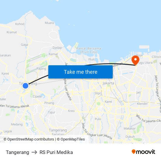 Tangerang to RS Puri Medika map