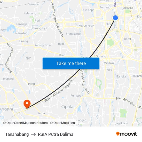 Tanahabang to RSIA Putra Dalima map