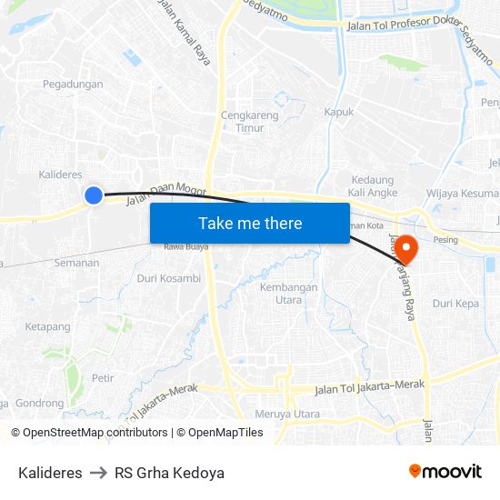 Kalideres to RS Grha Kedoya map