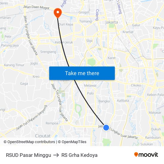 RSUD Pasar Minggu to RS Grha Kedoya map