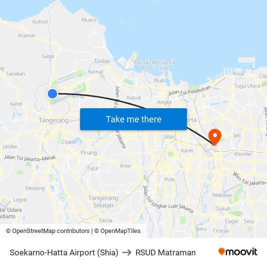 Soekarno-Hatta Airport (Shia) to RSUD Matraman map