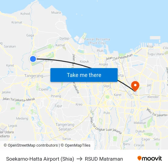 Soekarno-Hatta Airport (Shia) to RSUD Matraman map