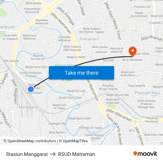 Stasiun Manggarai to RSUD Matraman map