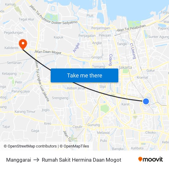 Manggarai to Rumah Sakit Hermina Daan Mogot map