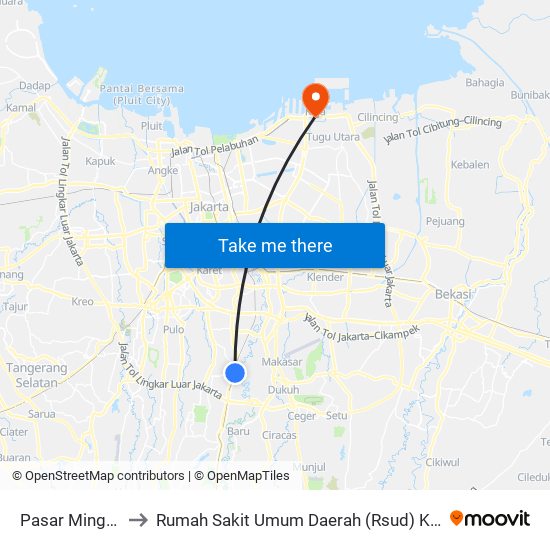 Pasar Minggu to Rumah Sakit Umum Daerah (Rsud) Koja map