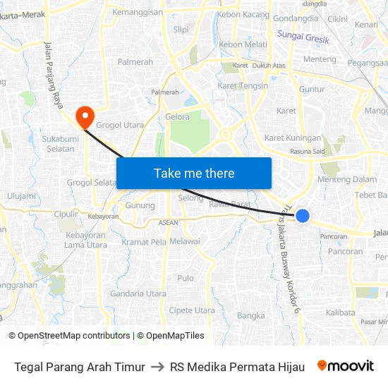 Tegal Parang Arah Timur to RS Medika Permata Hijau map