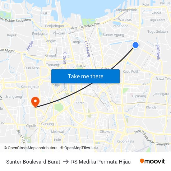 Sunter Boulevard Barat to RS Medika Permata Hijau map