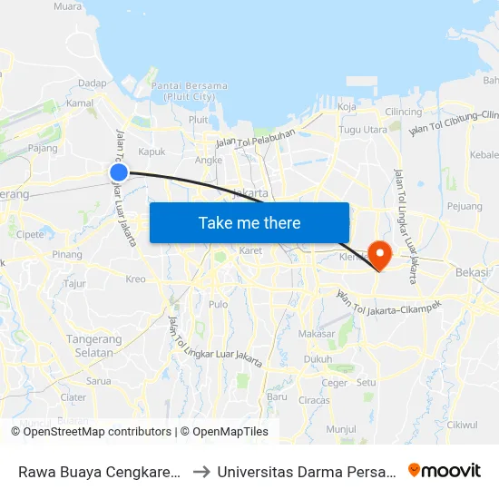 Rawa Buaya Cengkareng to Universitas Darma Persada map