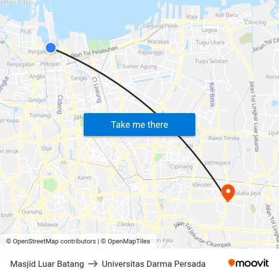 Masjid Luar Batang to Universitas Darma Persada map