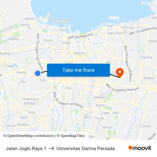 Jalan Joglo Raya 1 to Universitas Darma Persada map