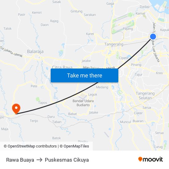 Rawa Buaya to Puskesmas Cikuya map