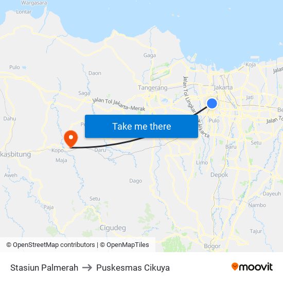 Stasiun Palmerah to Puskesmas Cikuya map