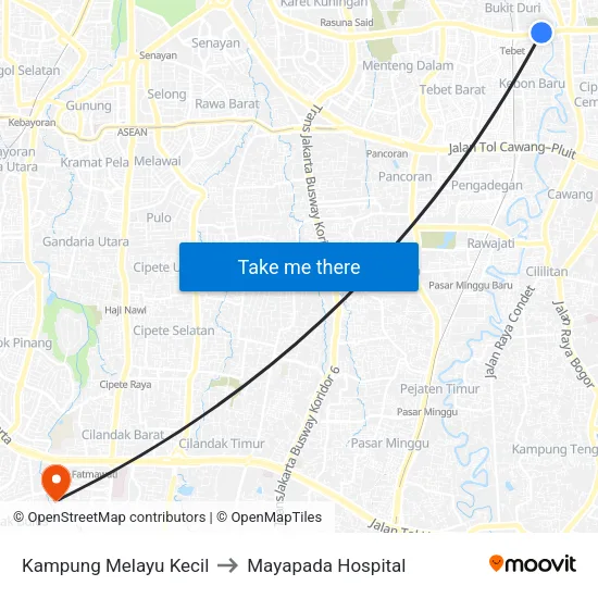 Kampung Melayu Kecil to Mayapada Hospital map