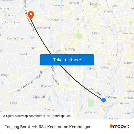 Tanjung Barat to RSU Kecamatan Kembangan map