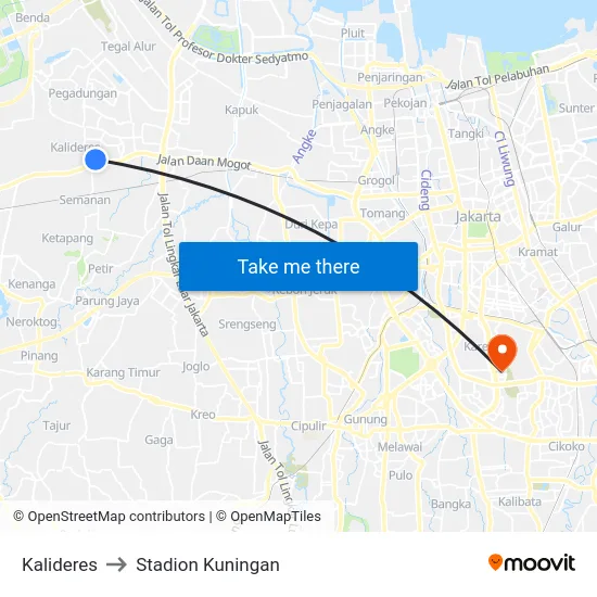 Kalideres to Stadion Kuningan map