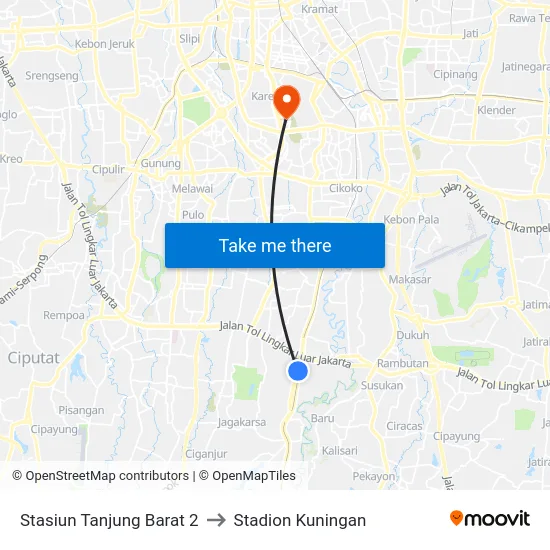 Stasiun Tanjung Barat 2 to Stadion Kuningan map
