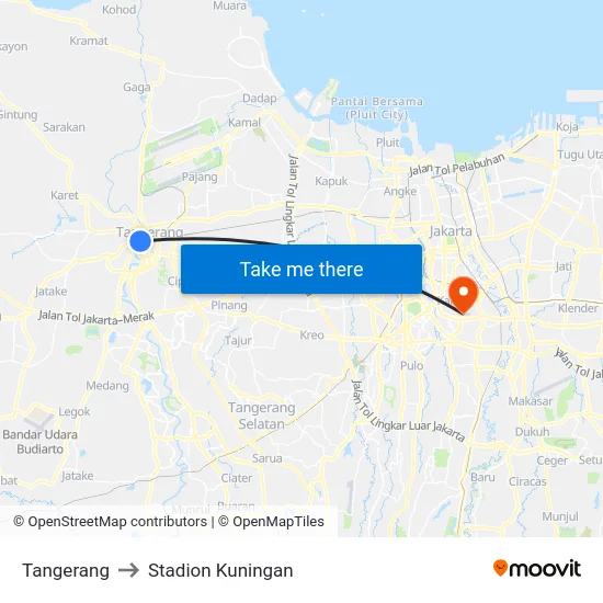Tangerang to Stadion Kuningan map