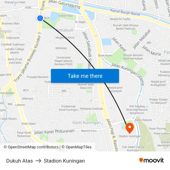 Dukuh Atas to Stadion Kuningan map