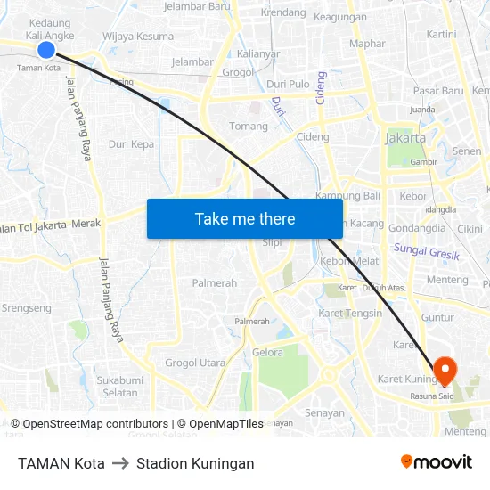 TAMAN Kota to Stadion Kuningan map