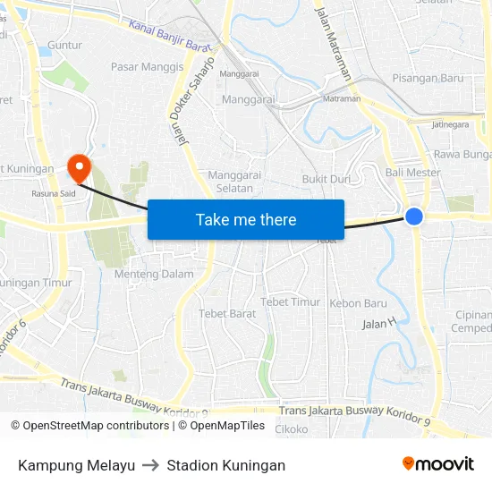 Kampung Melayu to Stadion Kuningan map
