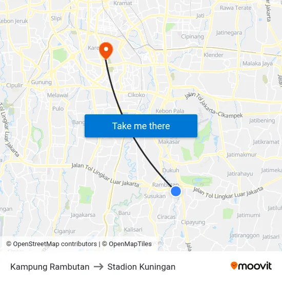 Kampung Rambutan to Stadion Kuningan map