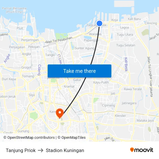 Tanjung Priok to Stadion Kuningan map