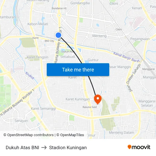 Dukuh Atas BNI to Stadion Kuningan map